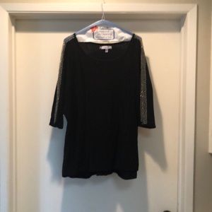 Jennifer Lopez 1X black sweater with silver trim